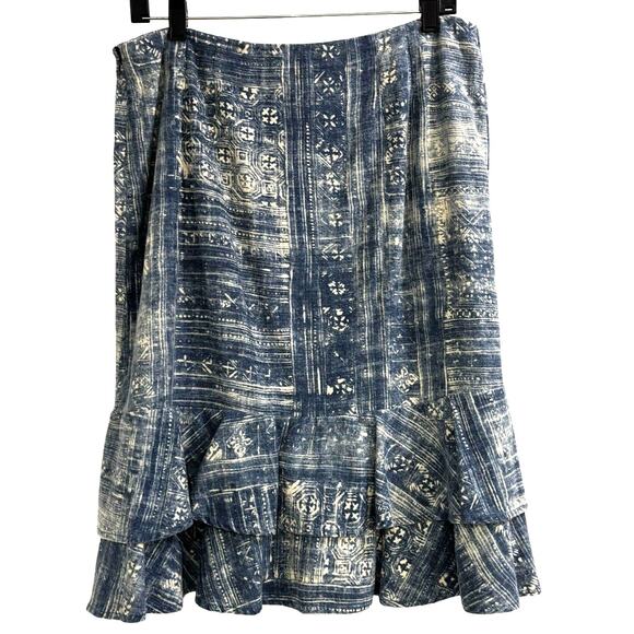 LRL Ralph Lauren Jeans Company Skirt linen cotton blend ruffle front casual sz 8 - Picture 2 of 5